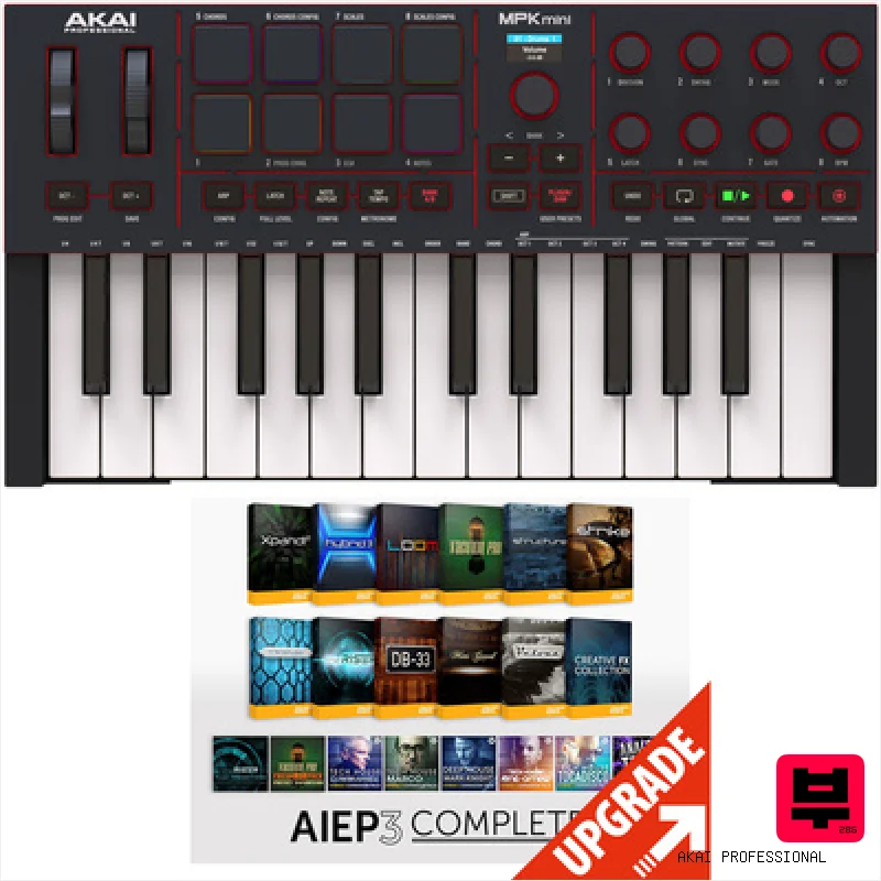 AKAI Professional MPK Mini IV Black-AIEP3 Bundle - Master Keyboards (up to 25 Keys)