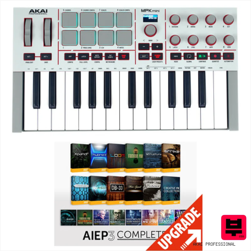 AKAI Professional MPK Mini IV Gray-AIEP3 Bundle - Master Keyboards (up to 25 Keys)