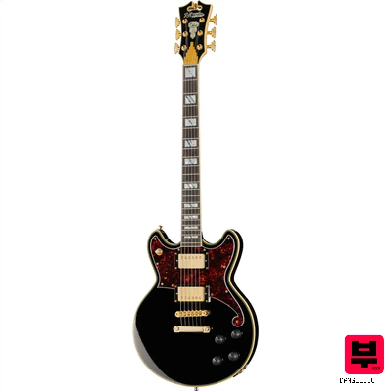 DAngelico Deluxe Brighton Solid Black - Single Cut Guitars