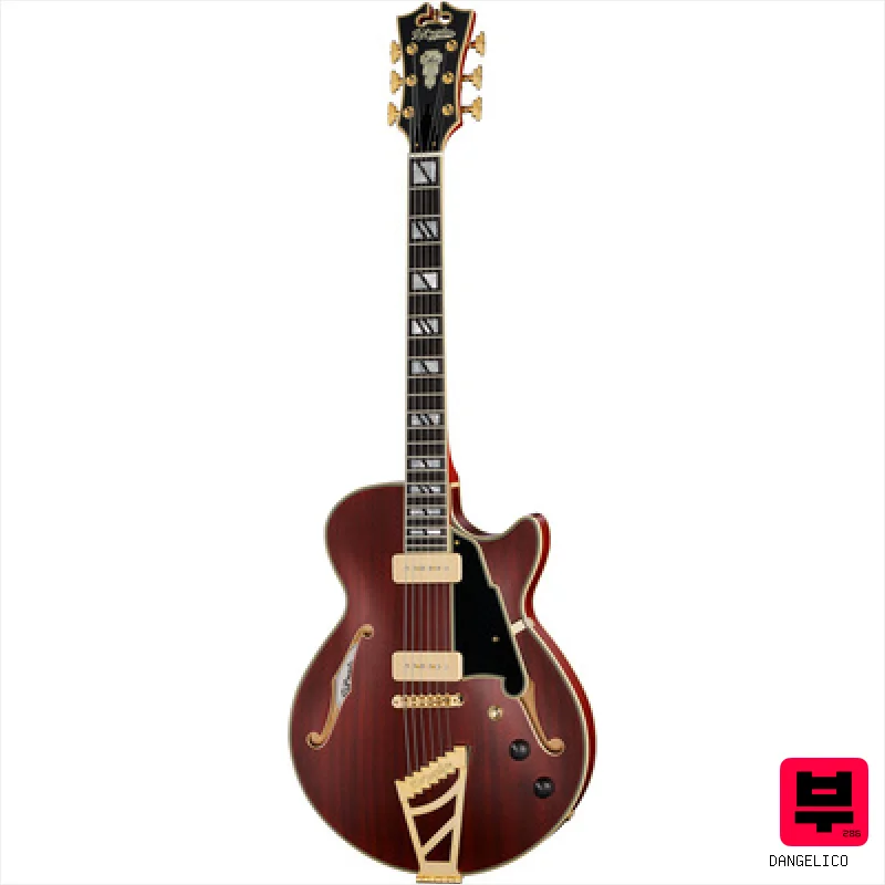 DAngelico Deluxe SS Satin Trans Wine - Semiacoustic Guitars