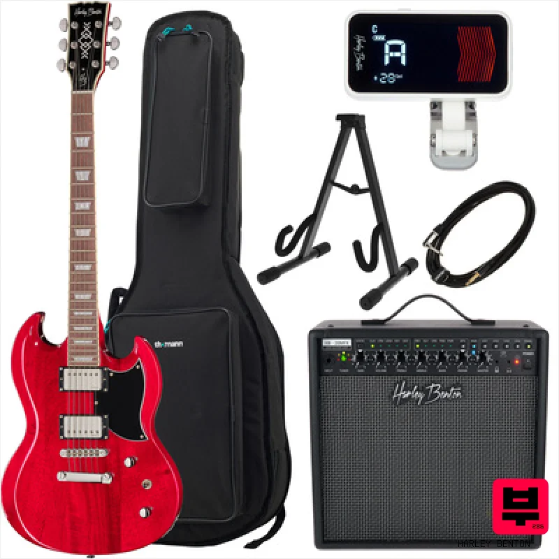 Harley Benton DC-Custom II Cherry Set 2 - Electric Guitar Sets