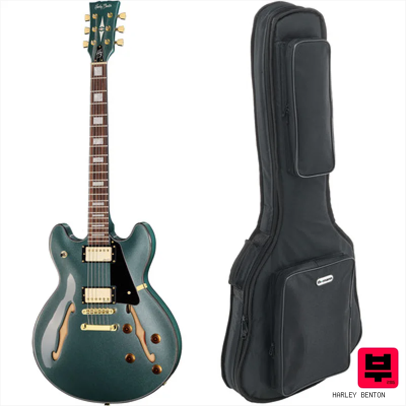 Harley Benton HB-35Plus Gun Metal Blue w/Bag - Professional Music Instrument Photo