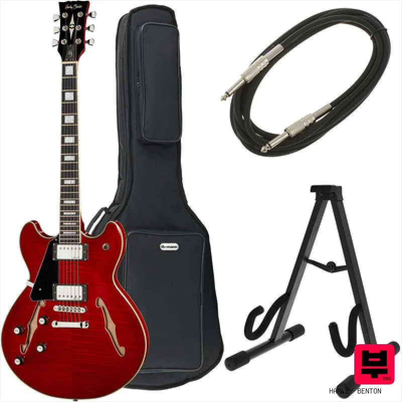 Harley Benton HB-35Plus LH Cherry Bundle - Professional Music Instrument Photo