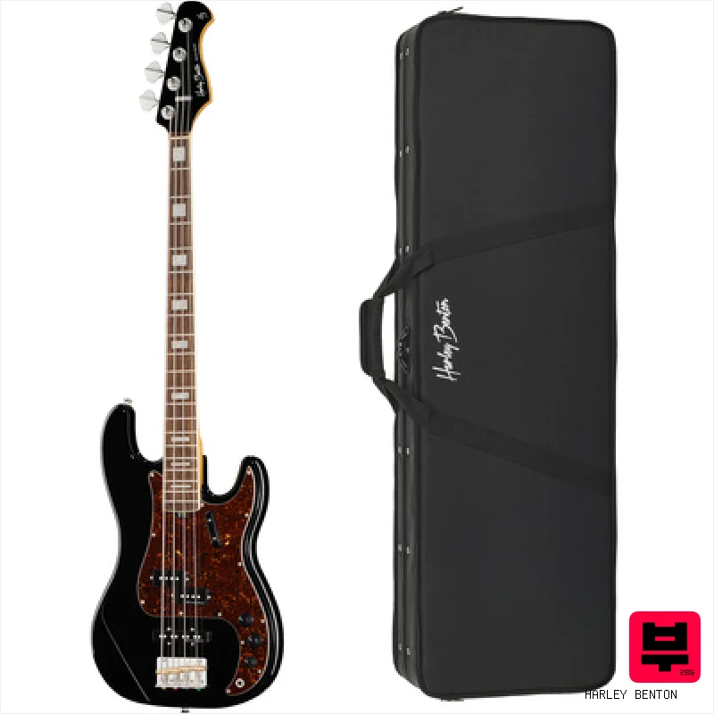 Harley Benton MV-4PJ Black w/Case - Professional Music Instrument Photo