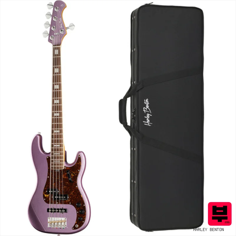 Harley Benton MV-5PJ Burgundy Mist w/Case - Professional Music Instrument Photo