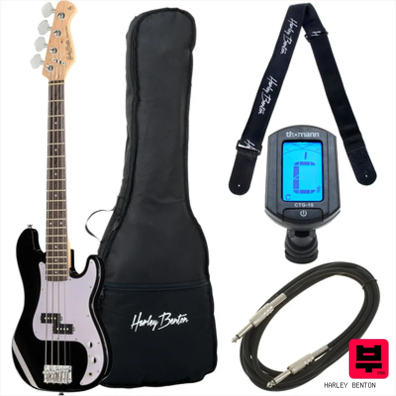 Harley Benton PB-Shorty BK Standard Bundle - Professional Music Instrument Photo