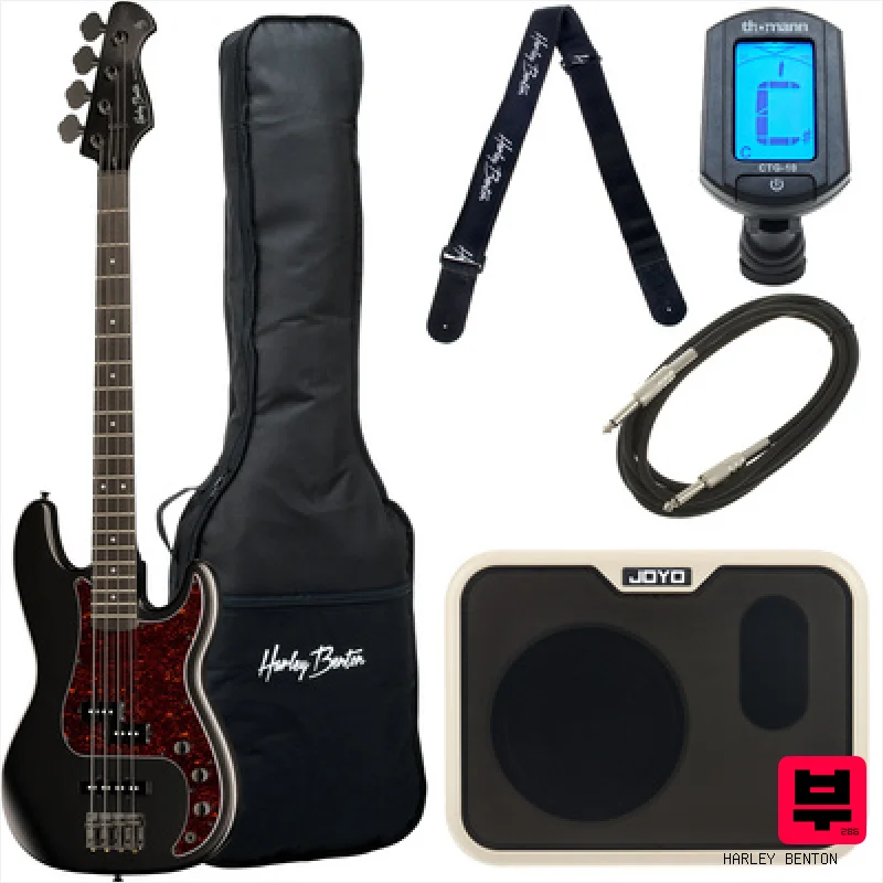 Harley Benton PJ-4 SBK Deluxe Series Bundle - Bass Guitar Sets