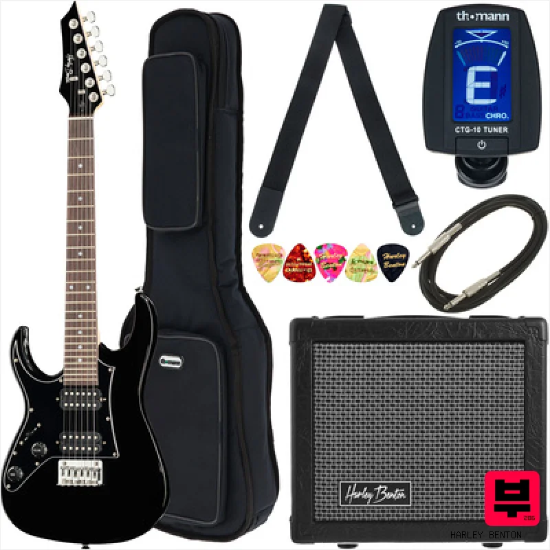Harley Benton RG-Junior BK LH JamPack Bundle - Lefthanded Guitars