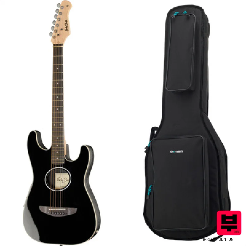 Harley Benton ST-Acoustic Black w/Bag - Professional Music Instrument Photo