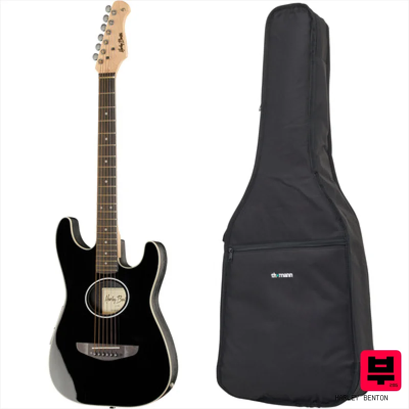 Harley Benton ST-Acoustic Black w/Bag - Professional Music Instrument Photo