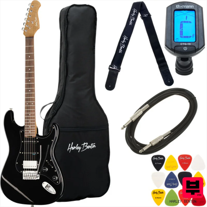 Harley Benton ST-Modern Plus HSS BK Bundle - ST Style Guitars