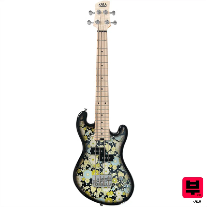Kala U-Bass 4 Fretted Floral Black - Short Scale Basses