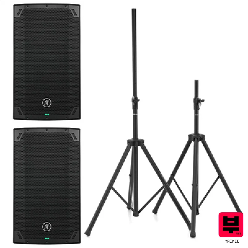 Mackie Thump 12v4 Stereo Stand Bundle - Active Full-Range PA Speakers