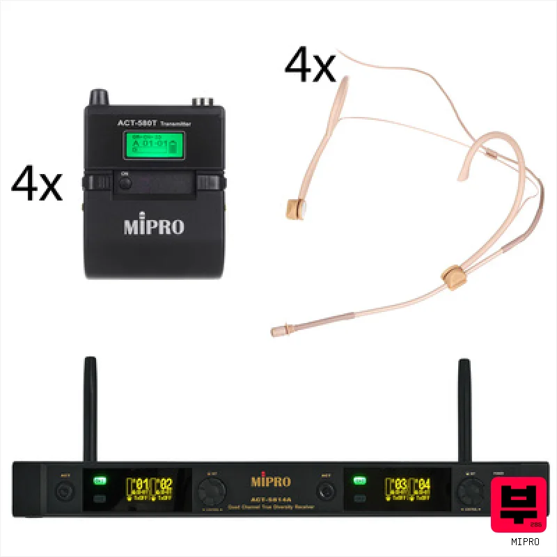 Mipro ACT-5800 MU-55HNS Quad - Wireless headset microphone systems