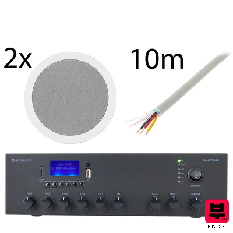 Monacor 2x EDL-28 PA-803DAP Bundle - Corporate and Restaurant PA Sets
