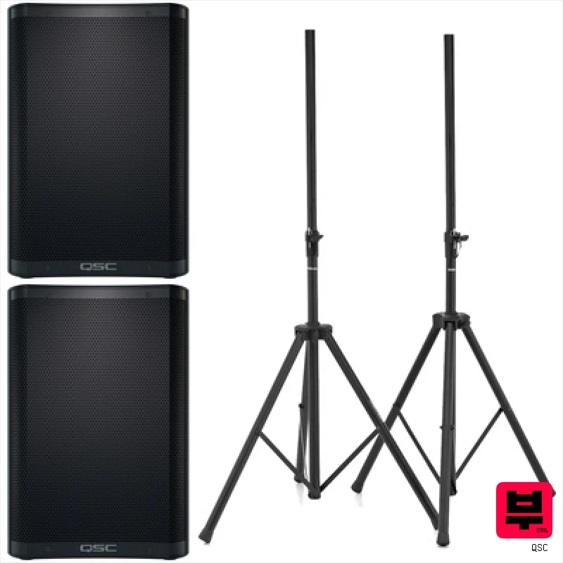 QSC CB10 Stereo Stand Bundle - Active Full-Range PA Speakers