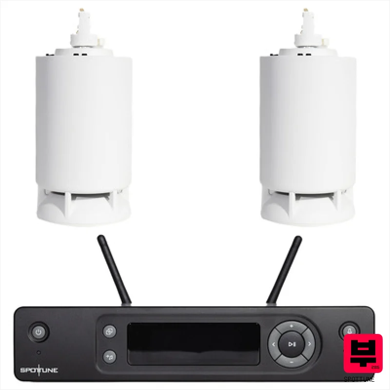 Spottune 2x Omni Track White Bundle - Corporate and Restaurant PA Sets