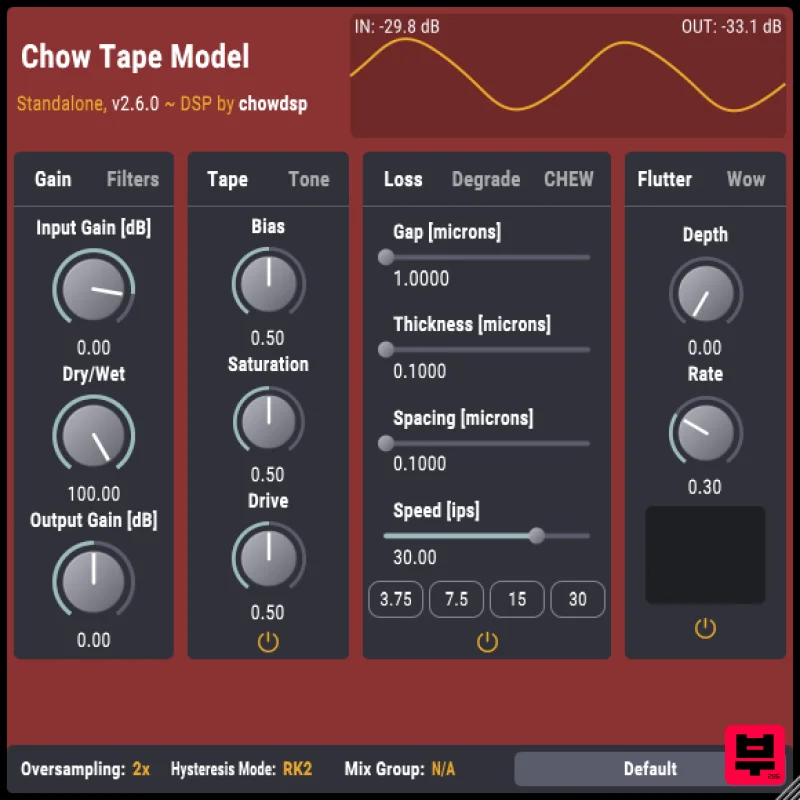 ChowDSP CHOW Tape Model - Saturation