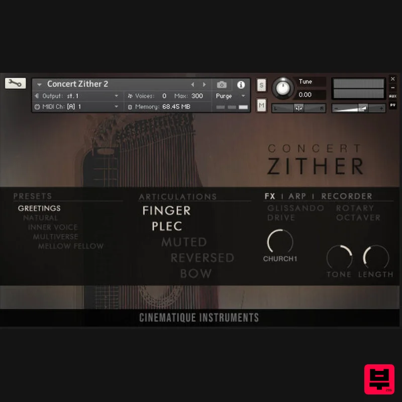 Cinematique Instruments Concert Zither v2 - Kontakt Instrument