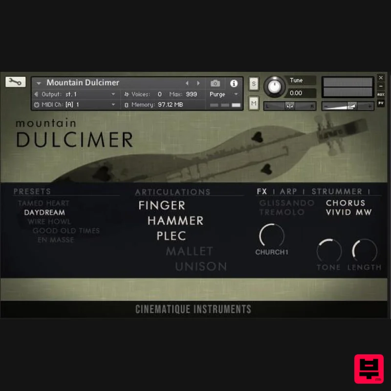 Cinematique Instruments Mountain Dulcimer - Kontakt Instrument