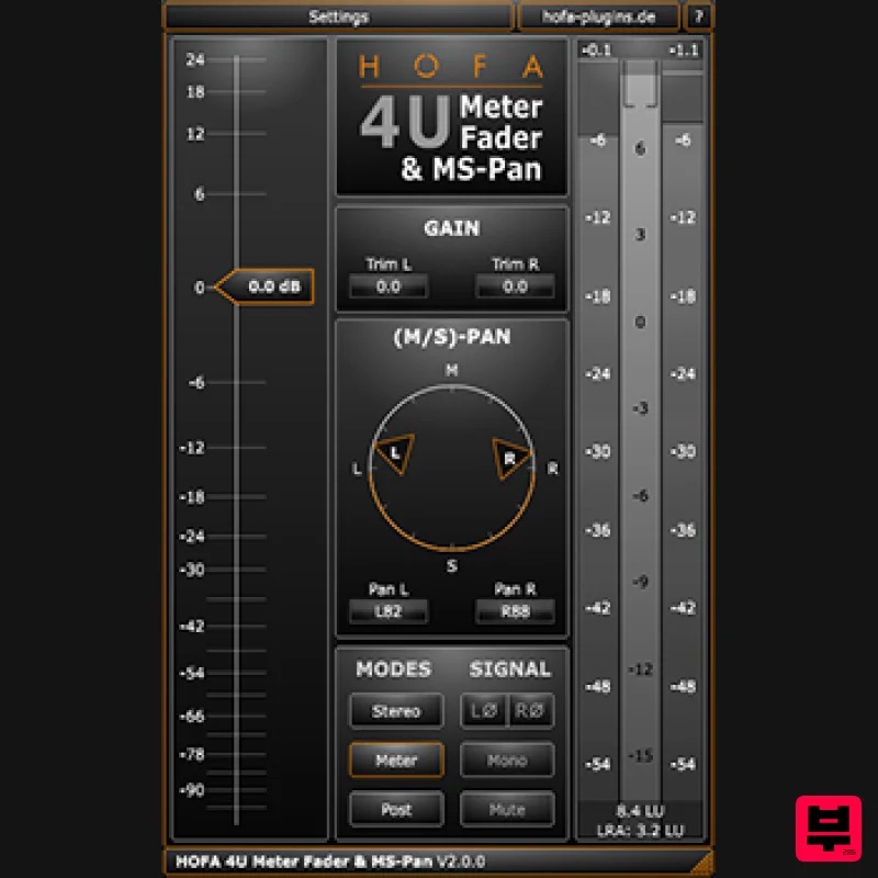 HOFA-Plugins 4U Meter, Fader & MS-Pan - Utility