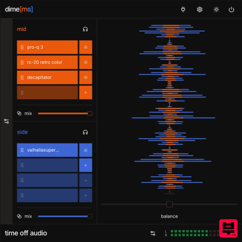 time off audio dime[ms] - Stereo Width