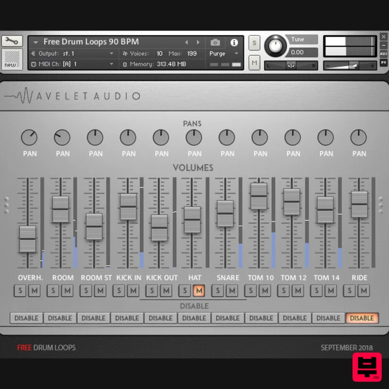 Wavelet Audio Hard Drums Library - Kontakt Instrument